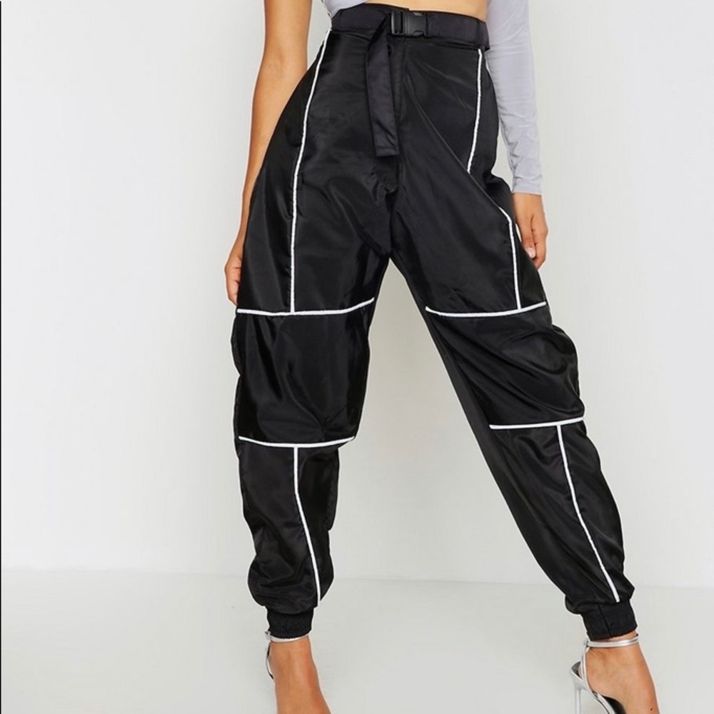 Reflective Piping Belted Joggers